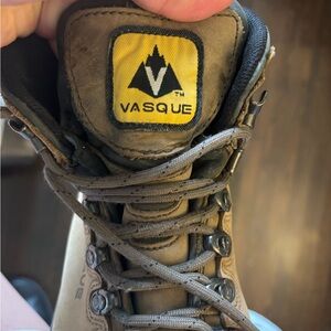 Vasque Brown Leather Hiking Boot with Yellow Logo Patch